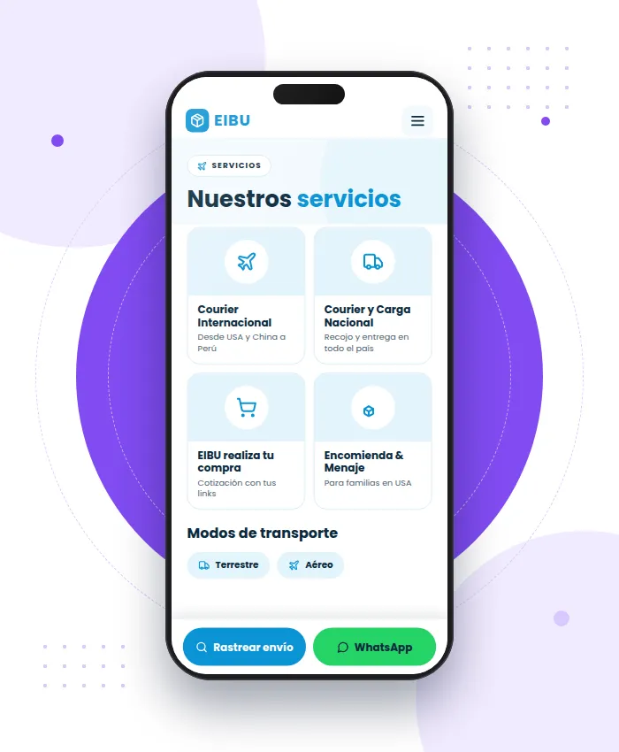 EIBU: sección Servicios en versión móvil