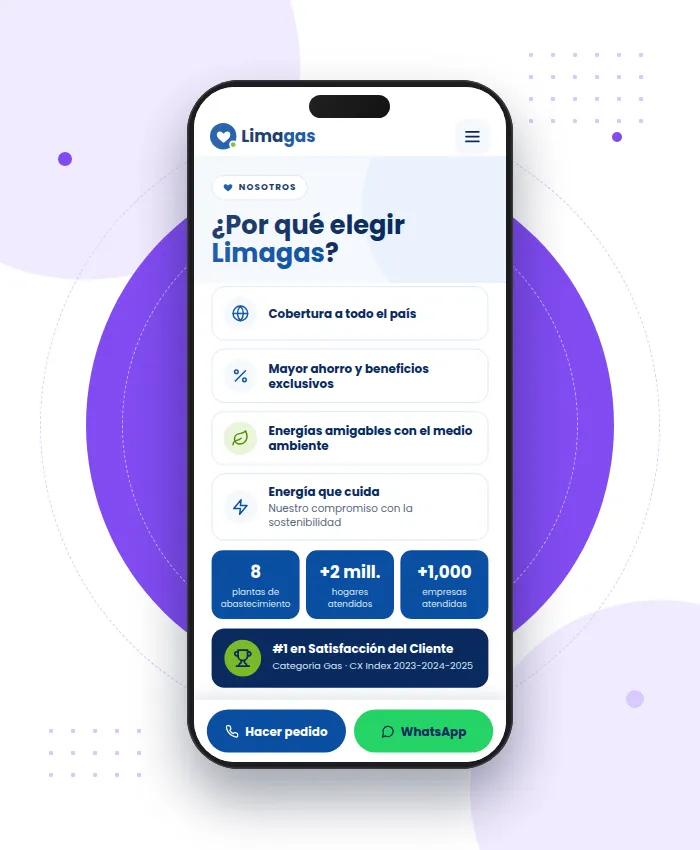 Limagas: sección Por qué elegirnos en versión móvil
