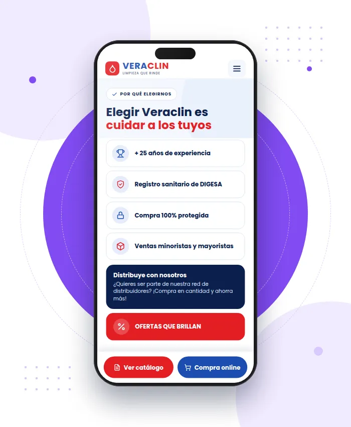 Veraclin: sección Por qué elegirnos en versión móvil